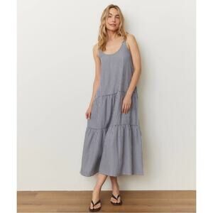 Marine Layer Poppy Seersucker Maxi Dress in Navy/White Stripes Coastal Small